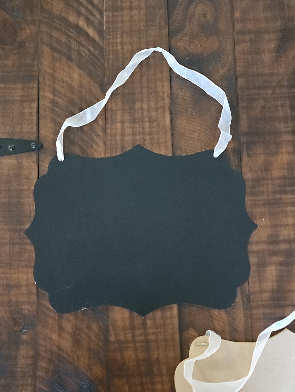 Hobby Lobby Black Chalkboard-Style Hanging Sign with White Ribbon- Set Of 2